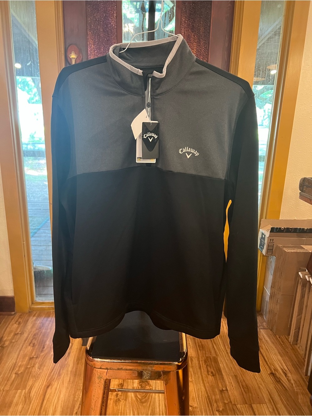 Callaway Black and Charcoal Colorblock 1/4 Zip Pullover
